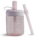 Moonkie Baby Straw cup | Silicone Toddler Sippy Cup Training Cup with Straw Lid | BPA-Free Drop-Proof Baby Cup | Led Weaning | 6 Months+, 5 oz, 1pack (F-Soft Lilac)