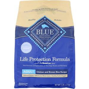 Blue Adult Dry Dog Food Life Protection Formula, Chicken & Brown Rice Recipe, Natural Ingredients, No Artificial Flavors or Preservatives, 5 Pound (Pack of 3), Best By: 10/30/2026
