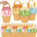 Sunnymove 24 Pcs Ice Cream Party Favor Bags Sweet Candy Goodie Treat Gift Ice Cream Summer Gift for Birthday Pool Party Two Sweet Birthday Decorations Donut Decor Baby Shower Wedding Decor