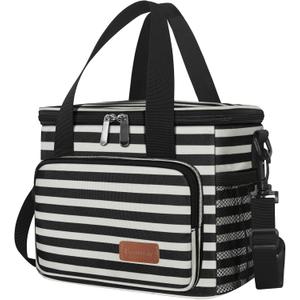 Femuar Lunch Bags for Women/Men, Insulated Lunch Bag for Work Office Picnic - Lunch Cooler Bag Leakproof Lunch Box with Adjustable Shoulder Strap - Stripe (Medium Size)