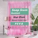 AmazerBath Extra Long Shower Curtain Liner, Clear Pink Shower Liner 84 Inches Long, 72x84 Plastic Shower Curtain Liners, Cute Tall Shower Liner, PEVA Bathroom Shower Curtain Liners & 3 Magnets