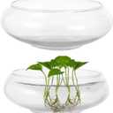 2 PCS Round Glass Vase Bowl, 6"/ 8" Wide Mouth Clear Glass Fish Bowls, Lotus Bowl, Succulent Planters, Hydroponic Planter Floral Decor Centerpieces for Home Decoration (2PCS)