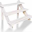 Vintage White Display Riser, Earring Display Stands, Showcase Cascading Merchandise Organizer Tray Vendor Display Supplies for Tabletop Shows Solid Wood (3tier)
