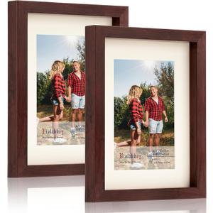 VIOLABBEY 8x10 Picture Frame Black Set of 2, Photo Frame 5 by 7 Inch with Mat or 8x10 Inch without Mat, Wall or Tabletop Display, Semi Tempered Glass