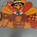Thanksgiving Decoration Wood Pumpkin Turkey Door Wall Wreath for Front Door Sign Thankful Blessed Grateful, Pumpkin Sign for Fall Autumn Harvest Home Thanksgiving Party Outdoor Halloween Decoration (Large)