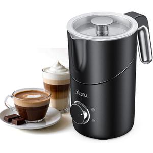 COLDFILL 8-in-1 Milk Frother, 21.16oz/ 600ml Automatic Milk Frother and Steamer, Electric Hot & Cold Foam Maker, Ergonomic Grip Detachable Frother for Coffee, Latte, Cappuccino (Dark Black)