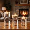 Votive Candle Holder Set of 3, Glass Votive Cande Holders Bulk, Tealight Cande Holder for Home Decor, Wedding,Christmas,Thanksgiving