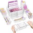 25 Pcs Clear Drawer Organizer, Adjustable Drawer Storage Box, 3-Size Desk Drawer Organizer, Acrylic Storage Bins for Makeup, Cosmetic, Kitchen Utensils, Bedroom Dressers Tool Organizer for Gadgets