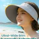 Beach Sunproof Visor Hats for Women with Wide Brim & Open Top Design On Vacation & Holiday,Packable Beach Accessory (Gray)