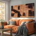 Modern Brown Geometry Art Wall Decor 24x48 Inch Bedroom Office Decor