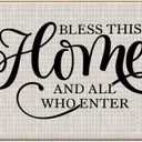 Farmhouse Bless This Home and All Who Enter Door Mat Doormat,17"X30" Decorative Home Indoor Outdoor Patio Entry Front Door Mat,Rustic Home Welcome Mat Decor,Housewarming Gifts for New House