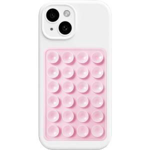 AZXYI Silicone Suction Phone Case Mount, Silicon Adhesive Suction Cup Phone Mount, Non Slip Sticky Phone Grip for Cellphone, Strong Grip Holder for Selfies and Videos (Light Pink)