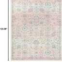 Lahome Pink Boho Area Rug, 8x10 Washable Rugs for Bedroom Girls Living Room, Soft Blush Floral Non Slip Pastel Thin Floor Carpet for Classroom Playroom Home Decor