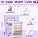 Brown Lash Clusters Kit 10-18mm D Curl Dark Brown Lash Clusters 120pcs DIY Wispy Cluster Eyelash Extensions Individual Natural Lashes False Eyelash Kit with Bond & Seal Remover Tweezers(S3 Lash Kit)