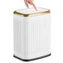 TIPGO Bathroom Trash Can with Lid, 2.1 Gallon / 8 Liter Small Garbage Can, Press Top Bin, Stainless Steel Wastebasket with Pop-Up Lid for Bedroom, Living Room, Office (White)