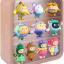 Miniature Display Case for Collectibles Figures, Clear Display Box with Shelves, Wall Mounted or Desktop Plastic Organizer Acrylic Display Storage Case for Rock Stone Mini Figure, 12 Inch (Lotus Root Pink)