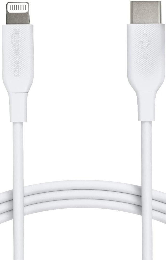Amazon Basics USB-A to Lightning ABS Charger Cable, MFi Certified Charger for Apple iPhone 14 13 12 11 X Xs Pro, Pro Max, Plus, iPad, 6 foot, White
