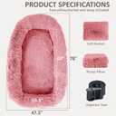 78" Human Dog Bed for Adult, Giant Orthopedic Memory Foam Dog Sofa Bed, Large Oversize Washable Faux Fur Pet Couch with Plump Pillow, Blanket, Strap - Pink