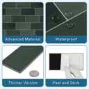 SUNWINGS 100-Sheet Subway Peel and Stick Backsplash Tile, 6" x 3" Green Mixed Stone Composite Handmade Looks Self Adhesive Waterproof Wall Tile, Stick on Tiles for Kitchen Bathroom Shower Fireplace