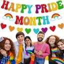 Happy Pride Month Banner LGBTQ+ Decoration Rainbow Party Decor Peace Love Pride Hope Diversity Equality Queer History Celebration Party Supplies