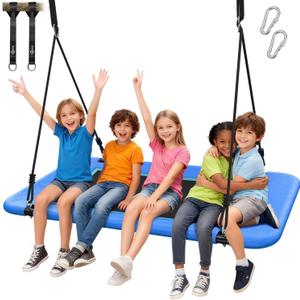 Trekassy 60" Extra Large Rectangle Tree Swing - Heavy Duty 700lb Capacity, Waterproof Platform for Kids & Adults with Complete Installation Kit & 2 Tree Straps (Blue)