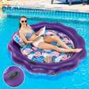 Inflatable Pool Float, OkSUWATER 78" x 78" Pool Floats for Adult Heavy Duty with Headrest and Grab Handles, Cooling Pool Floatie Bed for Summertime Pool, River, Beach, Outdoor Water Party（Purple-XXL）