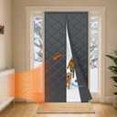 LazBlinds Thermal Insulated Door Curtain Fit Door Size 36" x 82", Magnetic Hands-Free Self Seal Door Cover, Weatherproof Oxford & Cotton Fiber Fill Blanket for Winter to Keep Warm, Grey