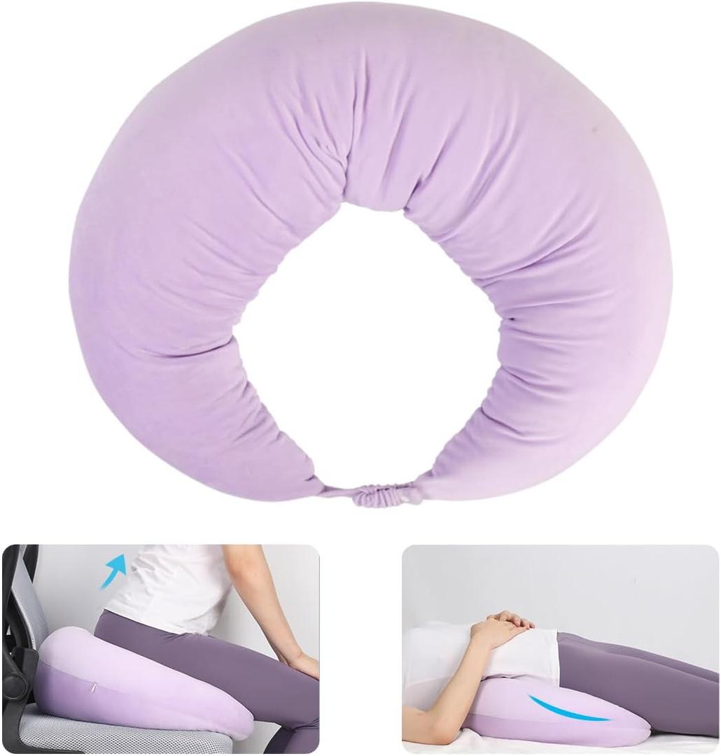 BBL Pillow After Surgery, BBL Pillow for Sitting Sleeping Driving, Hemorrhoid Pillow Seat Support Cushio for Butt with Hole, Butt Donut Pillow for Woman,Lavender