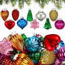 Moucuny 30 Pcs Christmas Vintage Retro Glass Ornaments Bulk, Mini Antique Mercury Glass Ornaments for Christmas Tree Small Hand Blown Ball for Xmas Vintage Holiday Decoration (Multicolor)