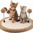 Cat Scratcher, Natural Sisal Scratching Pad with Spring Ball, Wooden Interactive Toy for Indoor Cats, Satisfies Scratching & Chasing Nature, Mental Stimulation, Boredom Relief for Kitten & Medium Cats