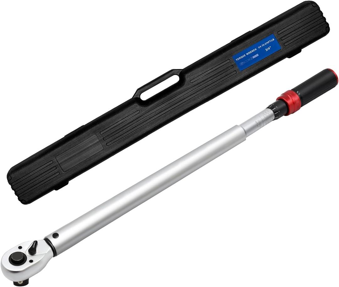 3/4-Inch Drive Torque Wrench, 70-370ft.lb Dual-Direction Adjustable High Accuracy Torque Wrench 3/4 Drive, 3% Click with Buckle for Car Trucks Oil Rigs Off-Road Equipment