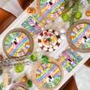 Happy Easter Plates and Napkins Serves 24 , Spring Easter Party Supplies Colorful Bunny Paper Plates and Napkins for Spring Birthday Easter Holiday Baby Shower Party Decorations