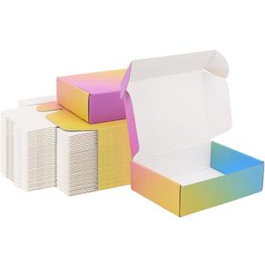 Shipping Boxes Small 7x5x2", 50 Pack Colorful Corrugated Cardboard Boxes, Mailer Boxes for Small Business Mailing Packaging