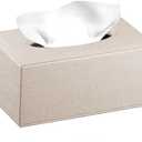 Leather Tissue Box Cover Rectangle,Stylish Tissues Box Holder Modern Rectangular Facial Paper Towels Organizer/Dispenser Decor Tissue Cover for Bathroom NightStand Coffee Table Home Office Desk.Beige