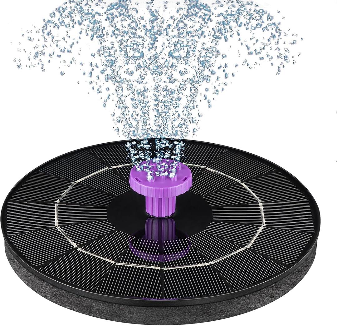 3.5W Solar Bird Bath Fountain Pump, Solar Powered Water Pump, Outdoor Water Fountain with 8-in-1 Nozzles, 4 Fixed Pipes for Hummingbirds, Garden, Pool, Pond