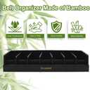 Belt Organizer, 7 Compartments Belt Organizer for Closet and Drawer, Belt Holder Case for Tie and Belt, Bamboo Storage Box for Men and Women (Black, 7)
