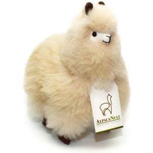 Llama Stuffed Animal  9 inch. Cute, Soft and Cuddly Alpaca Plush Toy Handcrafted on Real Alpaka Natural Fur (9 inches, Beige)