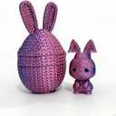 3D Printed Rabbit with Egg, Easter Basket Stuffers, Birthday Gifts for Kids and Adults, Party Favors (Reddish Blue)
