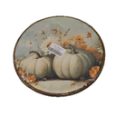 XPH Vintage Halloween Fall Pumpkin Round Wall Art Framed, Retro Country Cabin Pumpkin Circle Wall Decor, Rustic Autumn Hanging Canvas Prints for Home Bedroom Living Room Decoration