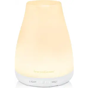 InnoGear Essential Oil Diffuser, Ultrasonic Diffusers for Home Aromatherapy Humidifier for Mother's Gift Bedroom Room 7 Colors LED 2 Mist Mode Auto Off, Basic White