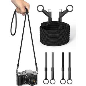 Rope Camera Strap with Quick Release Buckles, 47'' Camera Neck & Shoulder Strap, Nylon Climbing Thin Crossbody Strap