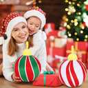 Yookeer 2 Pcs Christmas Ball Pillow 9.84 Inch Xmas Round Throw Pillow Red Velvet Bell Christmas Decor Cushion Holiday Couch Bell Pillows Xmas Gift for Couch Chair Bed Bedroom Living Room Decoration