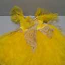 AFAVOM Ballet Leotards for Girls Ballerina Performance Swan Lake Costumes Embroidery Tulle Camisole Skirted Leotard Dancewear (7-8 Years, Yellow)