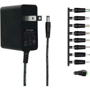 5V 2A Power Supply Adapter 10W AC100-240V to DC 5 Volt 2Amp 1A 1.5A 0.8A 0.5A Replacement Power Cord with 9 Interchangeable DC Plug for Baby Monitor TV Box Tablet Camera Webcam Router,etc (1 Pack)