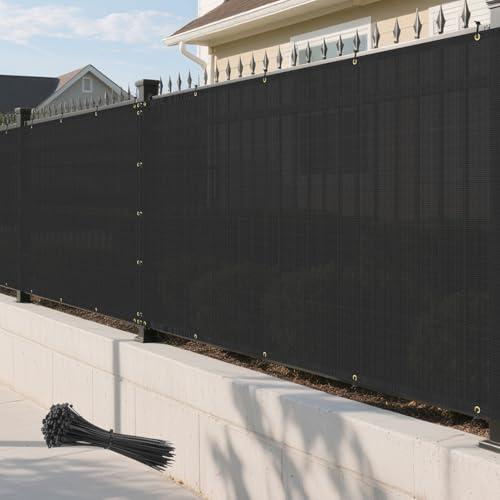 Goleray Privacy Fence Screen 4'x50' Outdoor 90% Blockage Fencing Cover Heavy Duty Windscreen Mesh Net Shade Cloth with Grommets for Balcony Backyard Garden Patio Pool Deck, Black, Zip Ties Included