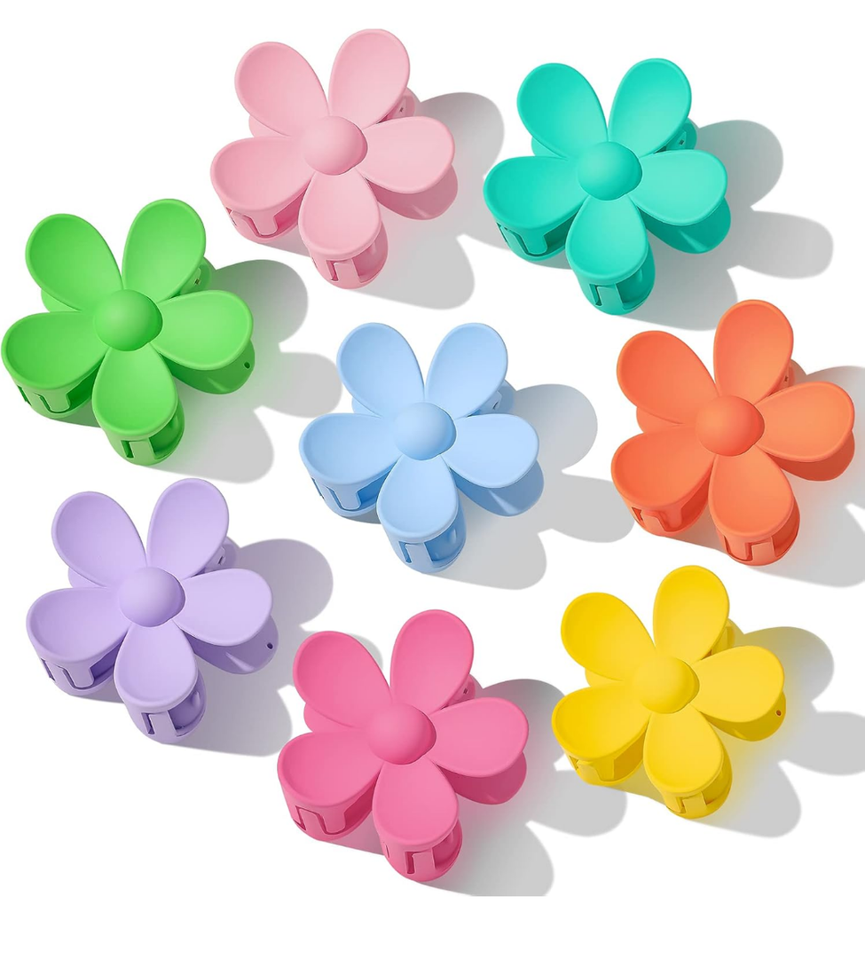 Flower Hair Clips 11PCS, Large Claw Clips for Women Girls Thick Thin Hair, Strong Hold Nonslip Big Dasiy Jaw Clamps Matte Hair Accessories 11 Colors