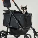 Zoosky Medium Dog Stroller for Large Dogs, pet Stroller for Medium Dogs Up to 66lbs, All-Terrain with Adjustable Handle & Canopy, Sun Shades, Storage Organizer, Waterproof Oxford Fiber