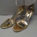 CARLKARIDA Women's High Heel Sandals Open Toe Ankle Tie Dressy Heeled Sandals for Prom, Party, Evening Events, 3.93 Inch Comfortable Thin Block Heels (12, Gold)