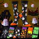 BONANGEL Halloween Socks Women, Funny Novelty Cute Holiday Crew Socks, Crazy Halloween Gifts for Women Girls (5-8)