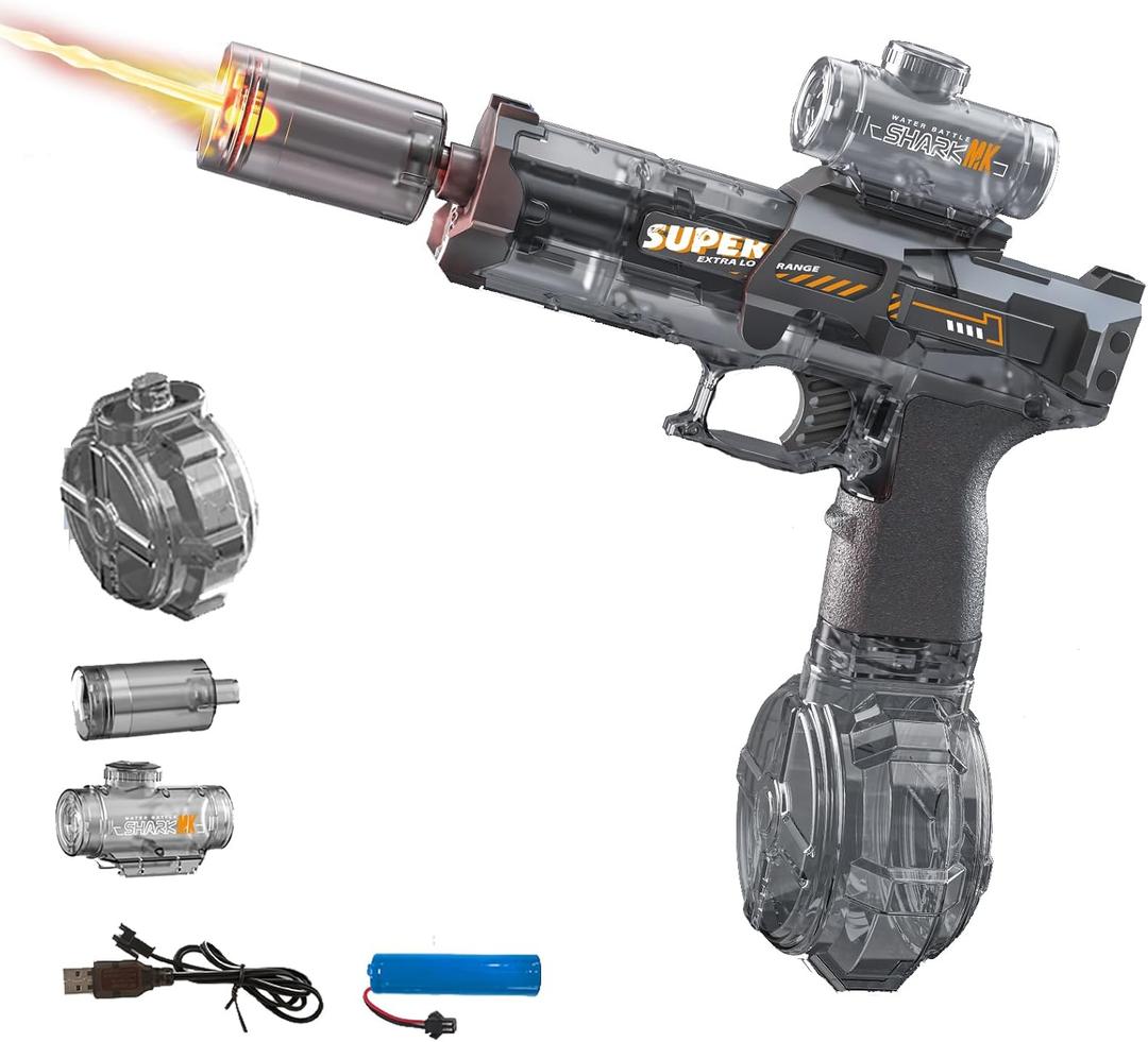 Electric Water Gun for Kids Adults,Water Blaster Squirt Guns with Flashing Muzzle,Range up to 32ft,Summer Outdoor Beach Swimming Pool Party Toys Gifts for Boys Girls Ages 8 9 10 11 12 13 14, Standard